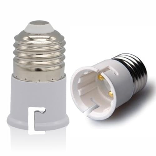 E27 to B22 Socket Converter, Socket Adapter, Bayonet to Screw Edison,ES To BC Lamp Base Adapter Lamp Holder Plug Converting Screw Base Fixture Replacement For LED CFL And Incandescent Bulbs White (1)