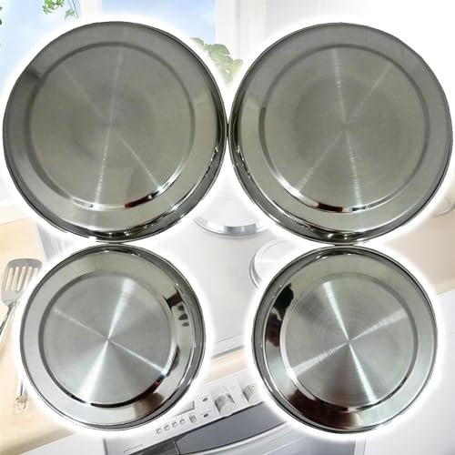 Buystarget 4 Pcs Hob Cover Set Stove Plate Cooker Top Electric Gas Cooker Cover Burner Protector Silver Kit Home Kitchen Tools & Accessories Restaurant Canteen Safety Worktop Savers Universal