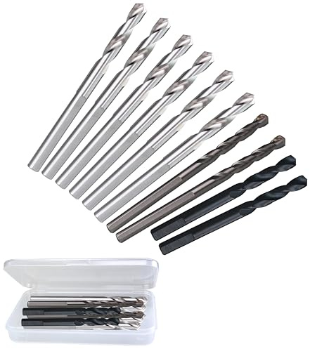 WOWSUPM Lot de 10 forets pilotes de 6,35 mm pour mandrin à haute vitesse en acier et carbure pour couper plusieurs matériaux, carbure, bois, plastique, brique fixe