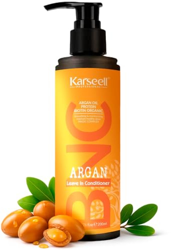 KARSEELL Leave-In Conditioner Ohne Ausspülen Feuchtigkeitspflege Trockenes Geschädigtes Gefärbtes Haar Arganöl Maca Kollagen Anti‑Frizz Glanz Weichheit Hitzeschutz Alle Haartypen 200ml