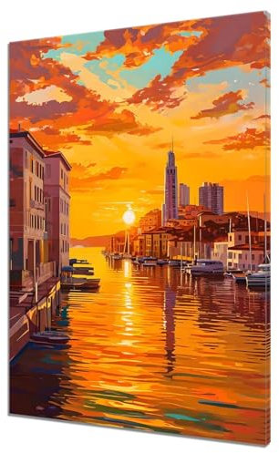 Malen Nach Zahlen Erwachsene Venedig, DIY Handgemalt Ölgemälde Leinwand Kits, DIY Set Erwachsene Anfänger Paint by Numbers Malen Nach Zahlen Landschaft zur Heimdekoration, Kein Rahmen (30x40cm) J-8