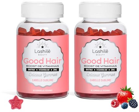 Lashilé Beauty - Complément Alimentaire - Pousse accélèrée, Croissance & Fortification des cheveux - Good Hair Vitamines - Made in France - Biotine, Zinc Vitamine B8, C, B6 - Cure 2 Mois 120 Gummies