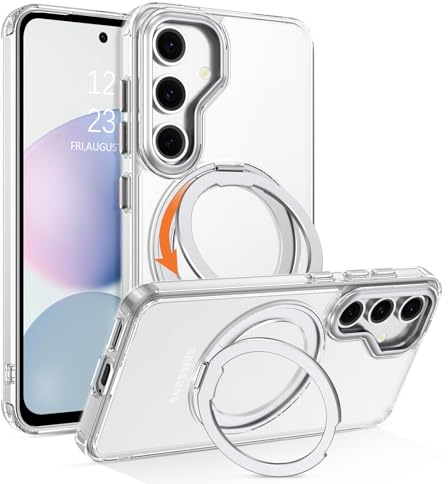Telaso for Samsung Galaxy S25 Case, [Compatible with MagSafe] with 360° Rotatable Magnetic Ring Stand Slim Shockproof Protective Phone Cases Cover for Samsung Galaxy S25 6.2, Clear