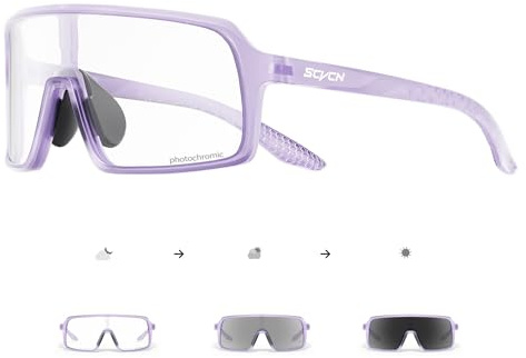 SCVCN Selbsttönend Fahrradbrille Photochromatische Herren Damen MTB 09 | photochrome Sonnenbrille Klar Rennrad Brille TR90 Rahmen Schnelle Radfahren Radbrille UV400 Schutz Sportbrille Laufen Fahren