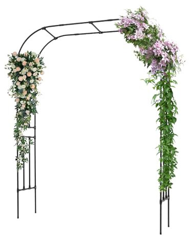 Qussse Gartenbogen aus Metall, Rosenbogen 240x180cm, Garten Bogen Rosenbögen Metall Torbogen, Metall Bogen für Anbau von Kletterfrüchten Gemüse und Blumen
