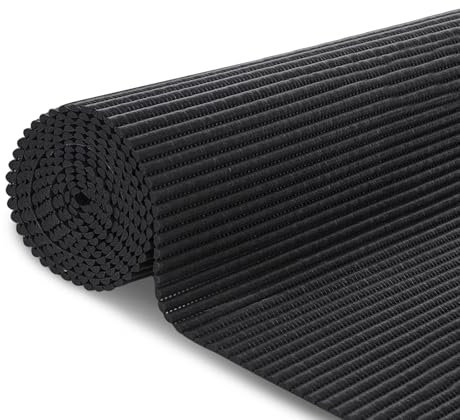MERCURY TEXTIL- Alfombrilla Antideslizante de Goma Eva Protección de Cajones, Estantes Anchura de 65cm, Alfombrilla Impermeable para Baño, Tapete, Fregadero y Cocina (200x65cm, Negro)