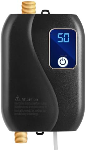 Mini Calentador de Agua Eléctrico, 3500 w, 25-50 ℃, Sin Tanque, Con Pantalla LCD, Para Cocina, Baño, Color Negro