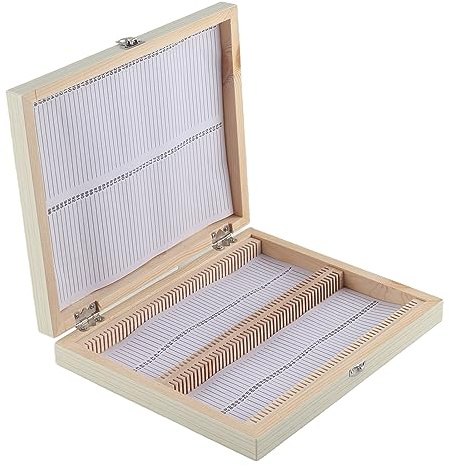 ​​Holz Objektträger Kasten, Aufbewahrungsbox für 100 Stück Biologie Glas Präparate, Mikroskop Objektträger Halterung aus Holz Material, für Wissenschaftsklassenzimmer, Labor und Schulunterricht​​