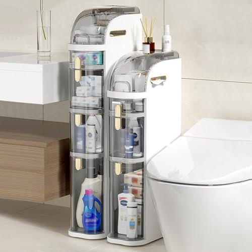 MEWVABKW Lagerschrank, Lagerschrank, schmal, schmaler Organizer, seitliche Eckeinheit mit Griff und Rollen, durchsichtige Schubladen für kleine Küchen, Wäschereien, Wohnzimmer, Toiletten, Lagereinhei