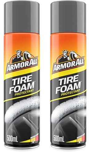 Armor All Tire Foam Spray 500ml – Pack of 2 | Cleans, Shines & Protects Tires in One Step | Easy-to-Use Tire Cleaner & Shine Spray