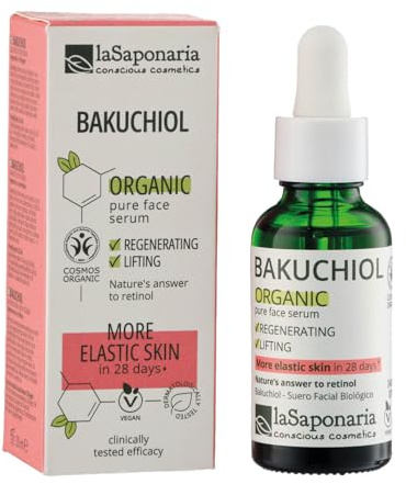 La Saponaria | Sérum Facial Orgánico con Bakuchiol 30 ml – Alternativa Natural al Retinol, Regenerador, Antiedad, Efecto Lifting Suave y Apto para Piel Sensible