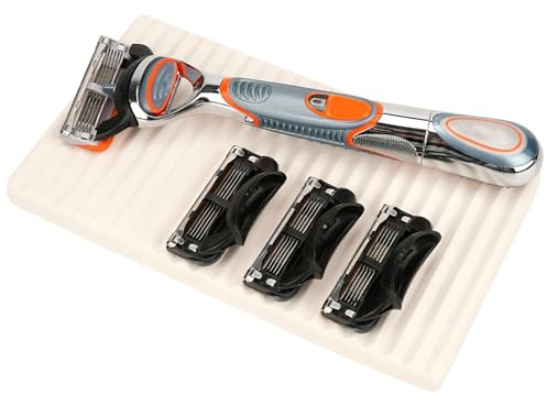 Linkidea Diatomite Rasiererhalter, schnell trocknender Rasierhobelständer für Dusche, kompatibel mit Gillette Fusion 5 ProGlide, Fusion 5 ProShield, Mach 3 (Beige)