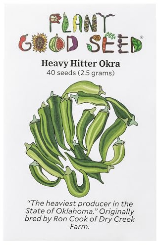 Plant Good Seed Organic Heavy Hitter Okra Seeds for Planting: Heirloom Vegetable, Green Fruits - 40 Seed Packet