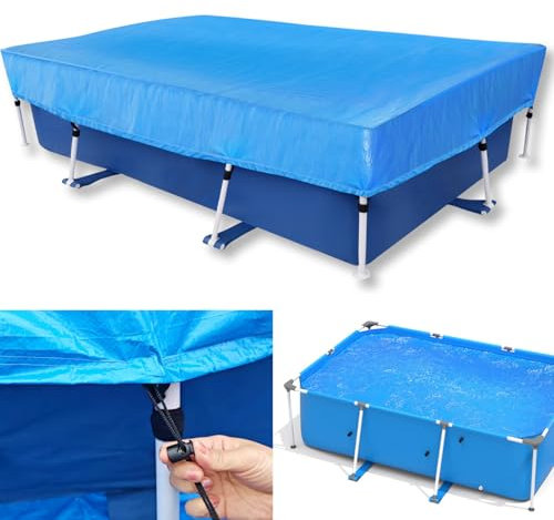 Schwimmbadabdeckung für 220 x 150 cm rechteckig Pools Sommer & Winter Solarplane Poolabdeckung Rechteckige Poolabdeckplane rechteckig Poolplane Für Rectangular Frame Pool