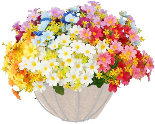 MmmLucipor 6 pcs Fleurs Artificielles, Fleurs Artificielles Extérieures, Marguerite Bouquet Artificielle, Fleur Artificielle Nécropole, Fausse Fleur S'applique à Jardin Balcon Porche