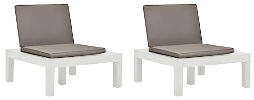 MOBCANT Gartenstühle mit Auflagen 2 STK, Outdoor stühle Regiestühle Terrassenstühle Relaxstühle Geeignet für Platz Balkon Rasen Patio Kunststoff Weiß
