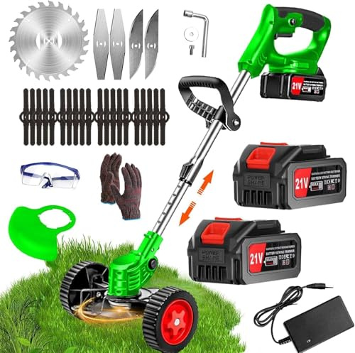 Strimmer Cordless Electric Garden Strimmer Cordless Grass Trimmer with 21v 4.0mah Battery Strimmers Lightweight Cordless Strimmers with Battery And Charger for Small And Medium Garden Lawns