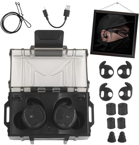 TACWJDM Écouteurs Tactiques Bluetooth 5.3 avec ANC 80dB & Annulation 0.5ms - Protection Auditive Chasse/Stand - Batterie 8H & Commandes Gants Compatibles