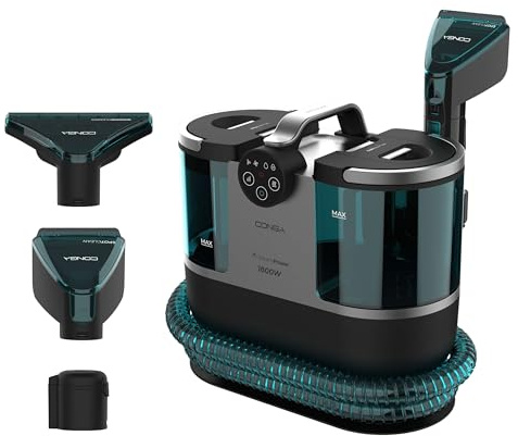 Cecotec Limpiador Aspirador de Tapicerias y Alfombras con Cable Conga 7000 Carpet&Spot Clean Steam Max. 1700W, Vapor, Depósito Agua Limpia 1600ml y Agua Sucia 950ml, Radio de Acción 9m