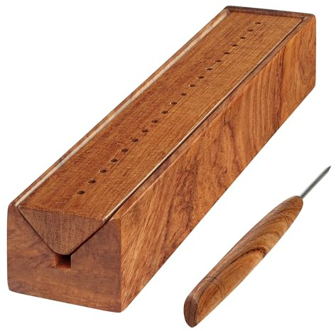 SAVINA Wooden Bookbinding Cradle with Awl, Hardwood Paper Punching Tool | Piercing cradle & awl for punching aligned holes in signatures, ideal for journals, notebooks, book sewing & binding projects