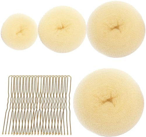 ZHUDAZHAO 4 Stück Duttkissen Set, Mini und Groß, 20 U-Form Haarspangen, Haardonut, Hair Bun Maker, Dutt Hilfe, Haar Dutt, Hochsteckfrisuren Zubehör für Kinder, Mädchen, Frauen