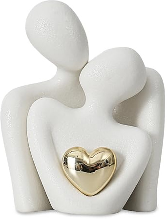 QingWing Romantische Paar Statue, Klein Weiße Deko Paar Figur Skulpturen, S | für Hochzeit Regal Deko, Schlafzimmer, Bücherregal, Hochzeitsgeschenk für Brautpaar (S)