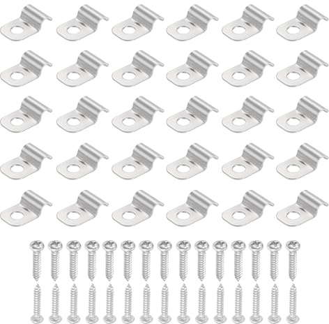 sourcing map Lot de 50 sangles de tuyau rigides de 4 mm à un trou, en acier inoxydable 304, support en U épais, collier de serrage robuste avec vis autotaraudeuses pour fixer le câble de tube, argent