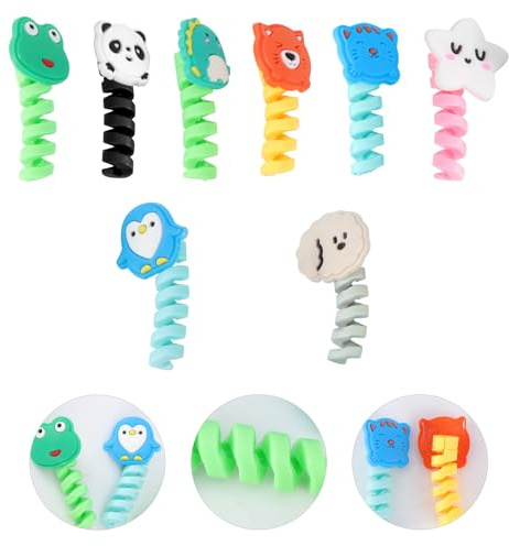 PAMINGONO 8 Pcs Flexible Data Cable Organizers with Cartoon Animal Design Wear-resistant Protective Cord Sleeves for Mobile Phone Charging Lines Anti-break and Anti-cracking Wire