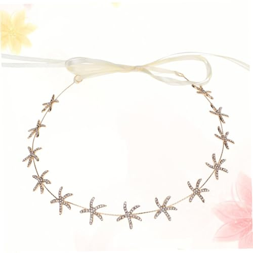 Genérico Diadema de Estrella de Mar Dorada Pedrería para Mujer Accesorio Nupcial para Boda Adorno Ligero Cabello Adecuado para Novias y Fiestas