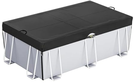 FACAIIO Bâche de piscine rectangulaire en tissu Oxford 210D avec cordon de serrage imperméable et protection pour piscine d'été et d'hiver, 1,5 x 2,4 m, 1,8 x 3,7 m, 3 x 2,1 m, 4,3 x 2,4 m, noir
