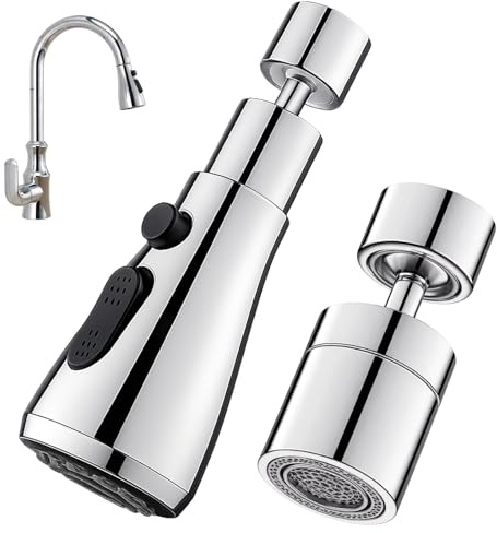 2Pcs Tap Extender for Kitchen Sink, Faucet Extendersingle Silver Kitchen Tap Spray Head Attachment Tap Extender for Kitchen Sink Faucet Adapter
