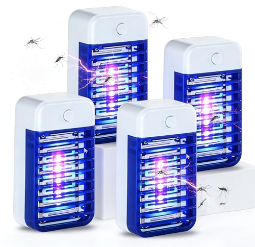 Mückenlampe, 4 Stück Insektenvernichter Elektrischer Mückenschutz Steckdose, UV-Insektenfalle Fliegenfalle Innenbereich Mückenfalle für Schlafzimmer, Büro, Küche für Fliegen, Mücken, Motten