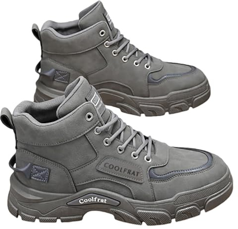 Stivaletti da uomo, estivi, tattici, scarpe da lavoro, antiscivolo, da trekking, corti, casual, per il tempo libero, scarpe da ginnastica alte, grigio., 41 EU