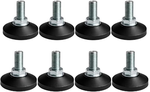 SKIR'CO 8 patas niveladoras de muebles M10 x 30 mm, patas ajustables para muebles, diámetro de la base 50 mm, pie nivelador de rosca M10