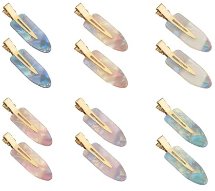 JOVYTH Pinces à Cheveux Plates - Lot de 12 Mini Barrettes Multicolores sans Plis pour Coiffure, Maquillage, Femme & Fille