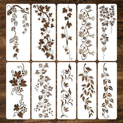 10 Stück Blumen Schablonen, Blätter Pflanzen Ranken Malschablonen, Wiederverwendbare Kunststoff Zeichenschablonen für DIY Handwerk, Scrapbooking, Wandkunst