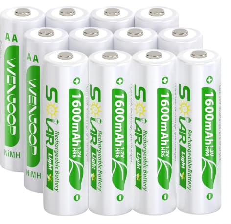 12 Pack AA Rechargeable Batteries for Solar Lights