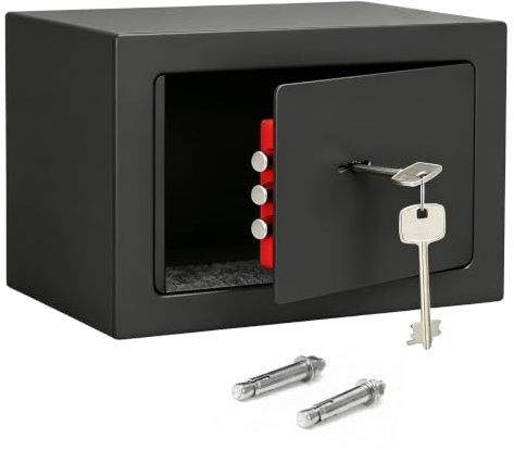 Safe Tresor 23x17x17 cm Mini Tresor Minisafe Möbeltresor mit Einwurfschlitz und Schlüssel, für Bargeld, Schmuck und Wertsachen