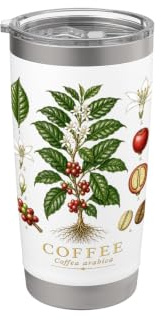 Coffee Coffea Arabica Vintage Botanical Anatomy Study Plate Stainless Steel Insulated Tumbler