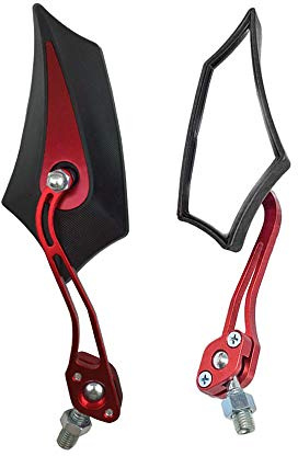 Mintice 2 Pièces Rouge Universel Rétroviseur Latéral de Moto Miroir Scooter Rétroviseurs Latéraux 8mm / 10mm Boulons Filetés Bicyclette Vélo Sport