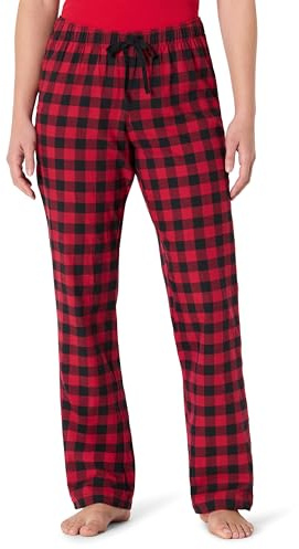 Amazon Essentials Pantaloni di Pigiama in Flanella Donna, Rosso Buffalo Check, M