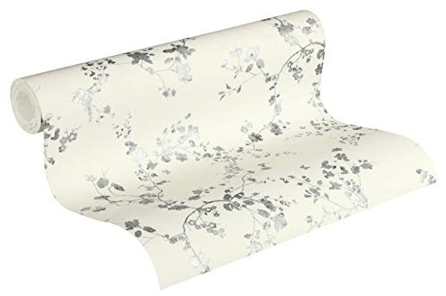 A.S. Création Metropolitan Stories Lola Paris 368962 Papier peint à fleurs en papier peint non tissé métallisé Noir/blanc 10,05 x 0,53 m