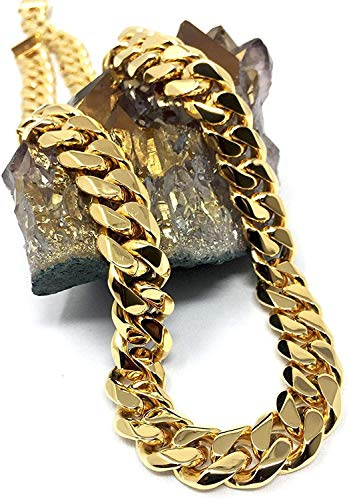 Lifetime Bling Gold Cuban Link Chain Necklace for Men/Women Real 11MM 18K Heavy w Solid Thick Clasp Hip Hop