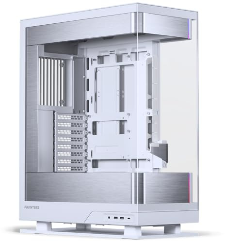 Phanteks Evolv X2 Mi-Tower-Spielrahmen, vertikales Kühlsystem, Chassis aus transparentem Hartglas, Innenplatte aus gebürstetem Aluminium mit integrierter D-RGB-Beleuchtung, Silberweiß