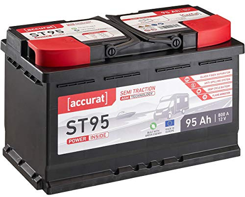 Accurat Semi Traction ST95 AGM 12V 95Ah Dual Purpose Batterie Wohnmobil | Wartungsfrei und Gasungsfrei, Zuverlässig bei Winterlichen Temperaturen, Zyklenfest und Langlebig