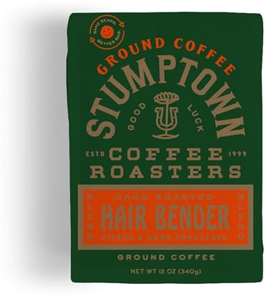 Stumptown Coffee Roasters, Medium Roast Ground Coffee, 100% Arabica Coffee - Hair Bender 12 Ounce Bag, Flavor Notes of Citrus and Dark Chocolate