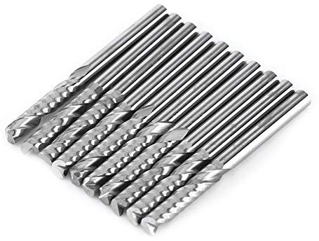 Schaftfräser 10 Stück 1/8 ”Schaft Einzelflöten Schaftfräser Bohrer Werkzeug Wolframkarbid CNC Fräser Fräser für Holz Aluminium Stahl PCB PVC Leiterplatten Acryl Kohlefaser