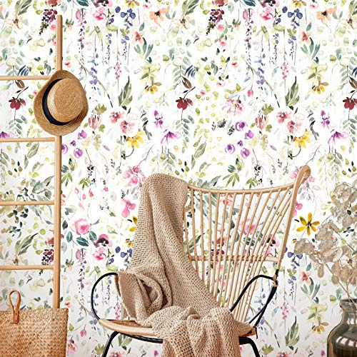 Coloritto Garden Watercolor Peel and Stick Wallpaper | Removable Floral Wallpaper | Self Adhesive Botanical Mural | Hand Painted Wallpaper (Sample 12 W x 8 H)