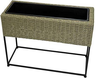 kynast exklusiv Pflanzkasten Poly Rattan 65 x 24 x 52 cm Natur mit Einsatz