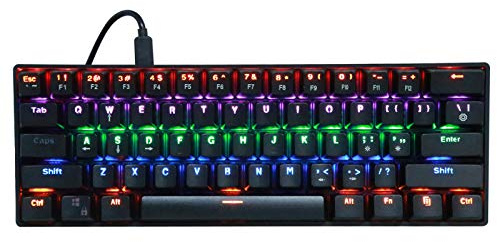 Gaming-Tastatur 61 Tastatur Kabelgebundene mechanische Tastatur LED-beleuchtete Gaming-Tastatur mit blauem Schalter für Computer